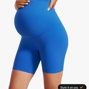 CRZ Yoga Blue Maternity Biker Shorts